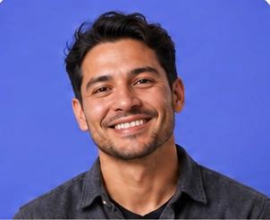 Illustrative operations team member on a brand-colored portrait card