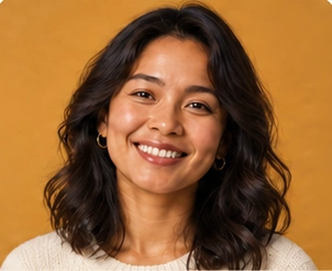 Illustrative marketing team member on a brand-colored portrait card